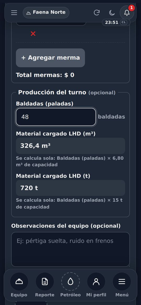 El operador anota su producción en el celular